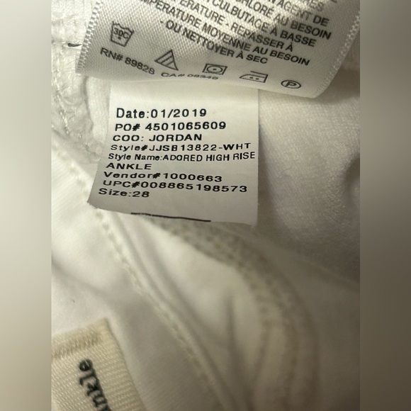 Adored High Rise Ankle Skinny Jeans in White Stretchy Raw Hem Size‎ 28 US 6 - Picture 9 of 13